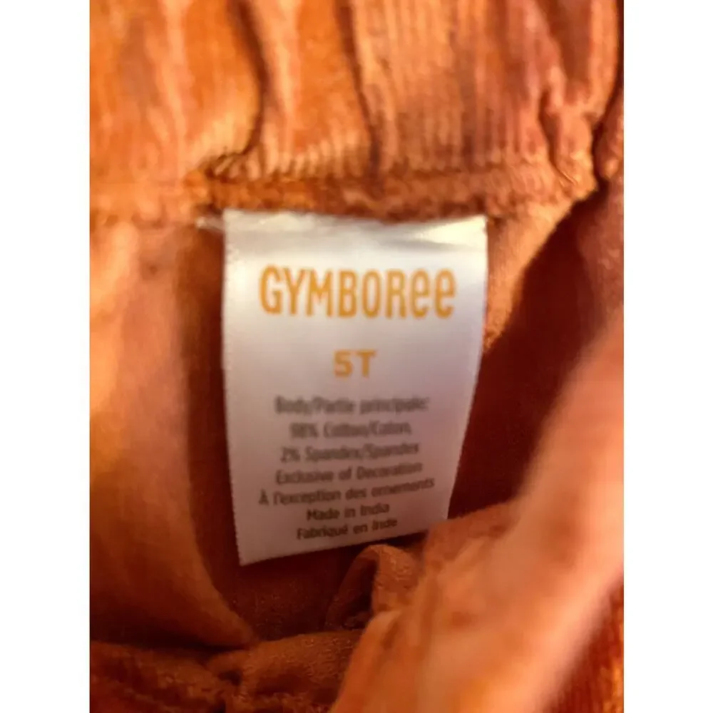 Gymboree Dark Orange Owl Corduroy Overall Shorts Size 5